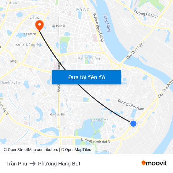 Trần Phú to Phường Hàng Bột map