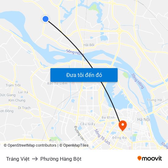 Tráng Việt to Phường Hàng Bột map