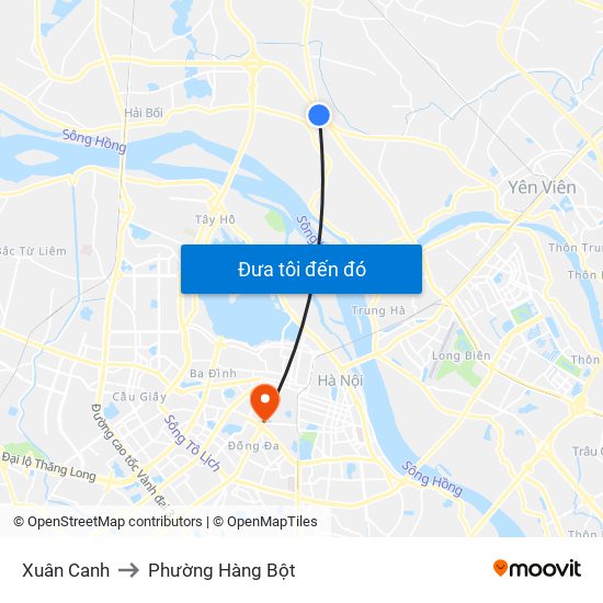 Xuân Canh to Phường Hàng Bột map