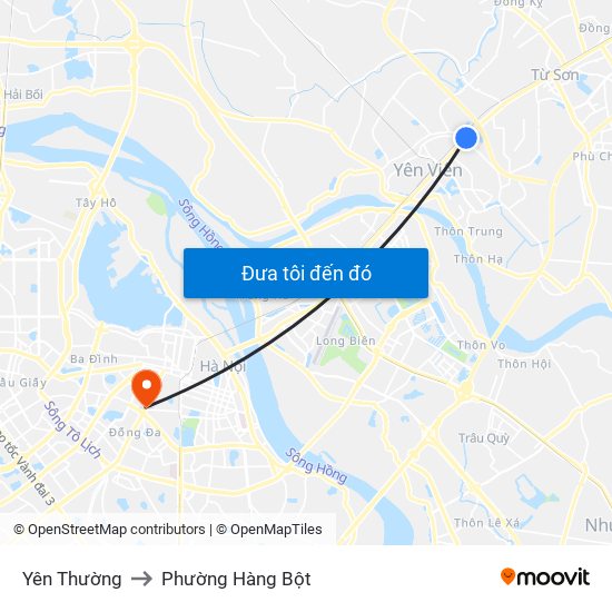 Yên Thường to Phường Hàng Bột map