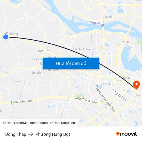 Đồng Tháp to Phường Hàng Bột map