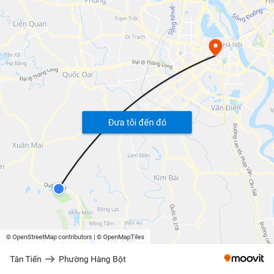 Tân Tiến to Phường Hàng Bột map