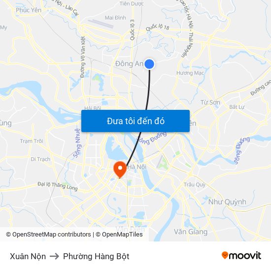 Xuân Nộn to Phường Hàng Bột map