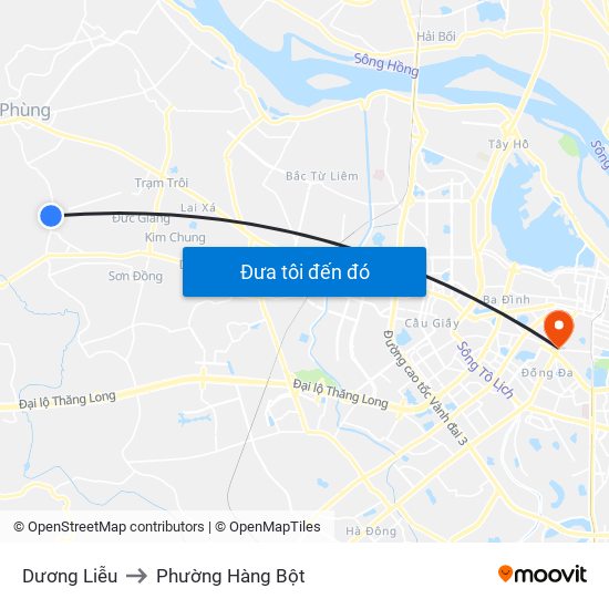 Dương Liễu to Phường Hàng Bột map