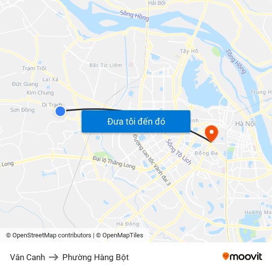 Vân Canh to Phường Hàng Bột map