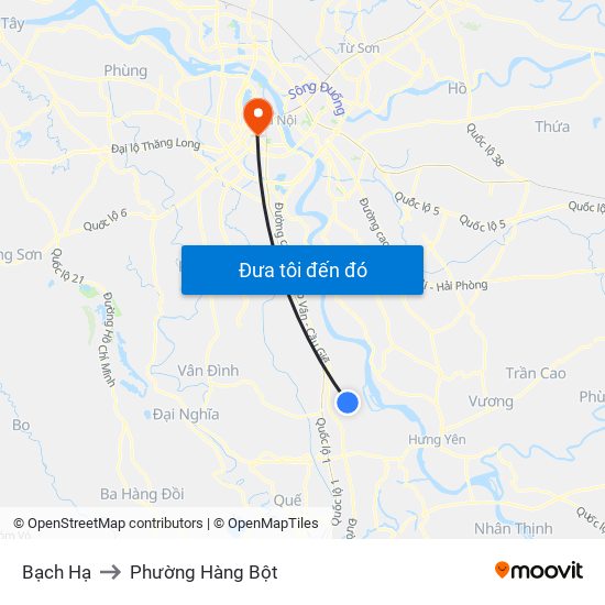 Bạch Hạ to Phường Hàng Bột map