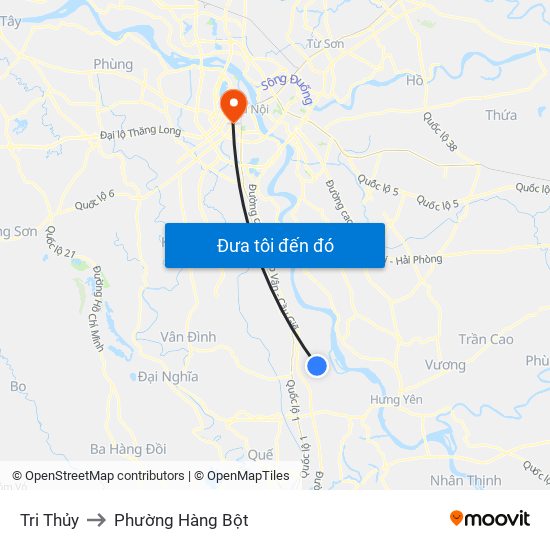 Tri Thủy to Phường Hàng Bột map