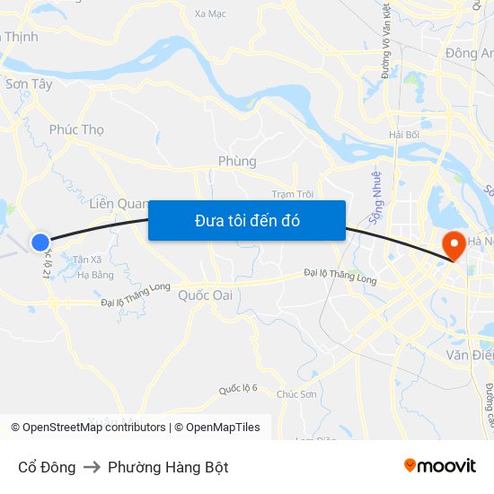 Cổ Đông to Phường Hàng Bột map