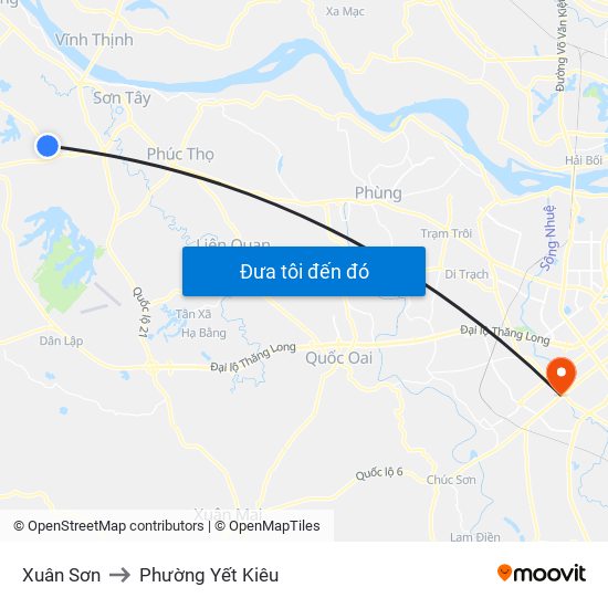 Xuân Sơn to Phường Yết Kiêu map