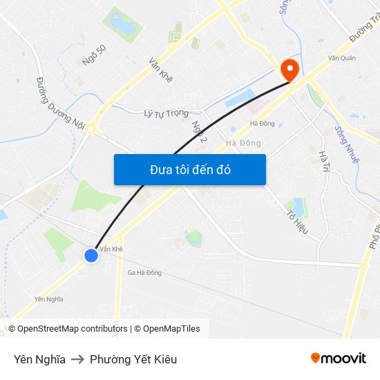 Yên Nghĩa to Phường Yết Kiêu map