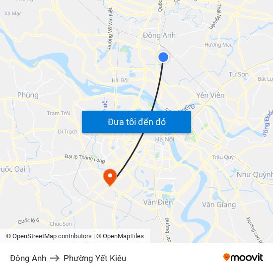 Đông Anh to Phường Yết Kiêu map