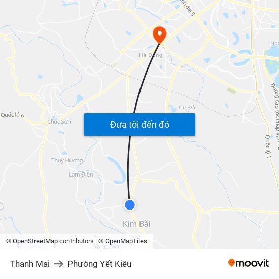 Thanh Mai to Phường Yết Kiêu map
