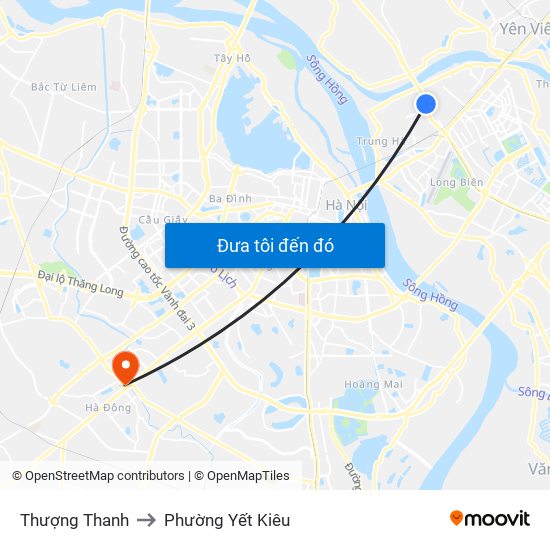 Thượng Thanh to Phường Yết Kiêu map