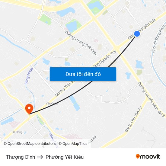 Thượng Đình to Phường Yết Kiêu map