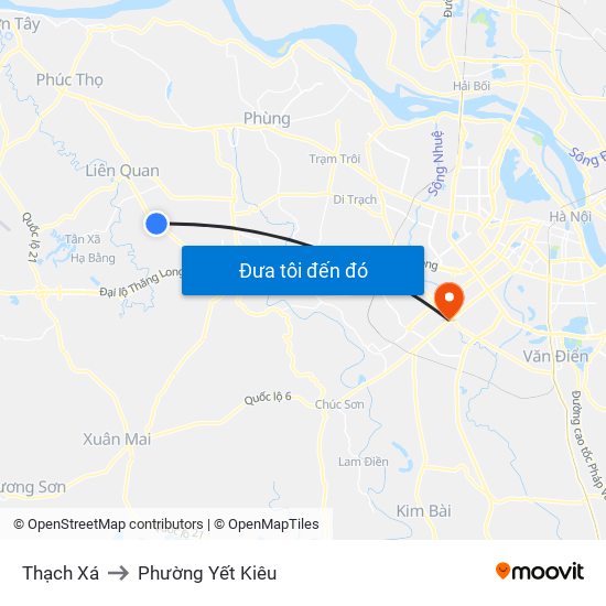 Thạch Xá to Phường Yết Kiêu map