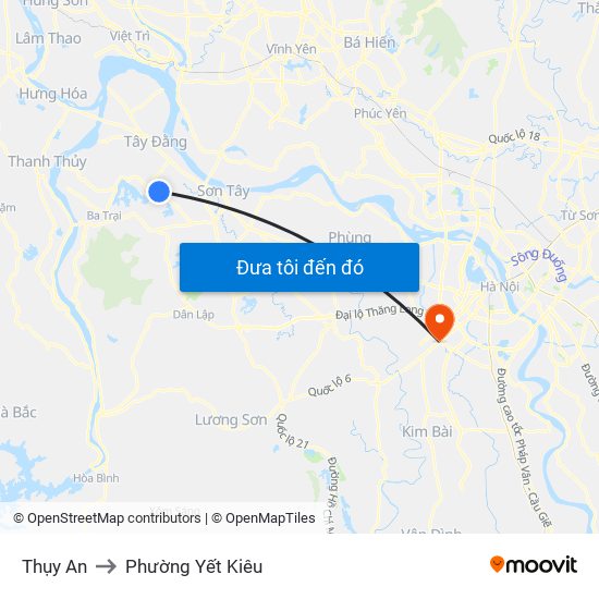 Thụy An to Phường Yết Kiêu map