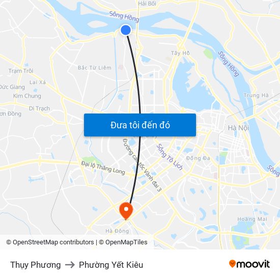 Thụy Phương to Phường Yết Kiêu map