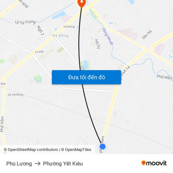 Phú Lương to Phường Yết Kiêu map