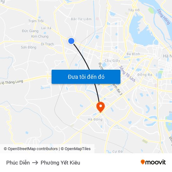 Phúc Diễn to Phường Yết Kiêu map