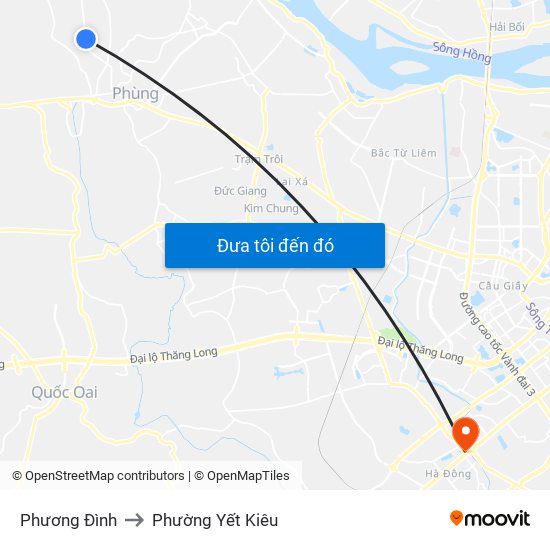 Phương Đình to Phường Yết Kiêu map