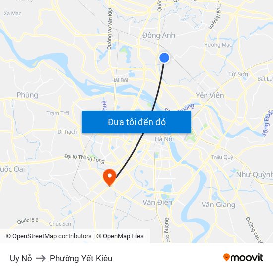 Uy Nỗ to Phường Yết Kiêu map