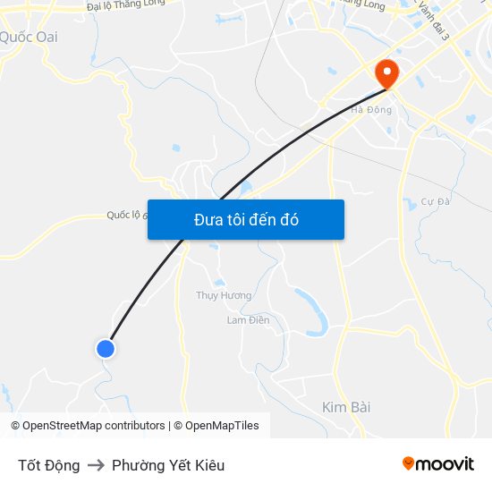 Tốt Động to Phường Yết Kiêu map