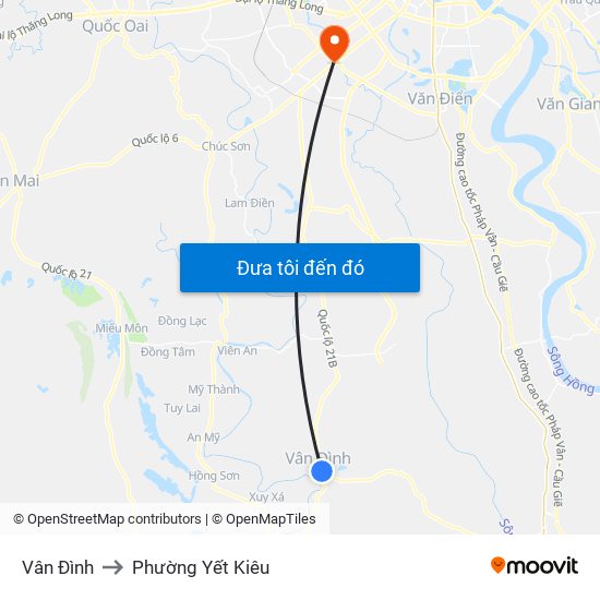 Vân Đình to Phường Yết Kiêu map