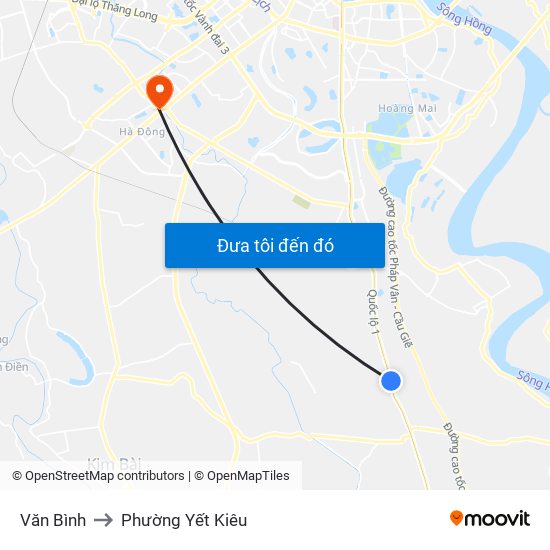 Văn Bình to Phường Yết Kiêu map