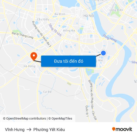 Vĩnh Hưng to Phường Yết Kiêu map