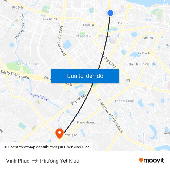 Vĩnh Phúc to Phường Yết Kiêu map