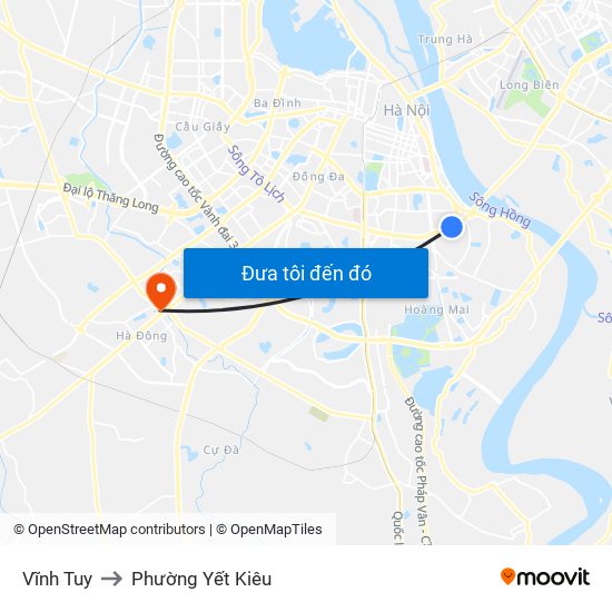 Vĩnh Tuy to Phường Yết Kiêu map
