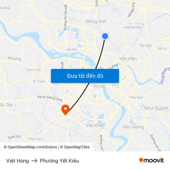 Việt Hùng to Phường Yết Kiêu map