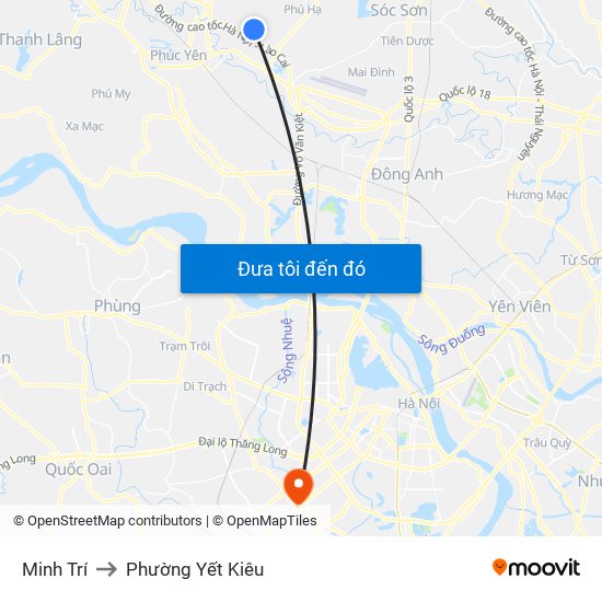 Minh Trí to Phường Yết Kiêu map