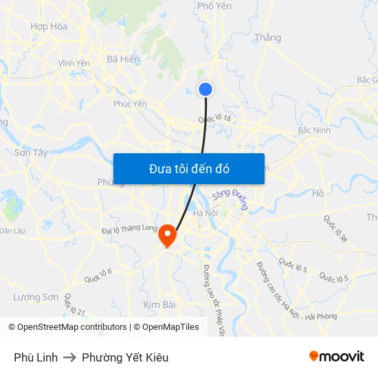 Phù Linh to Phường Yết Kiêu map