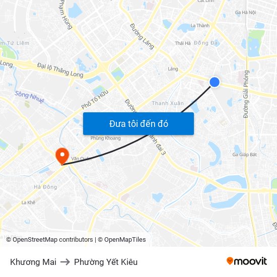 Khương Mai to Phường Yết Kiêu map