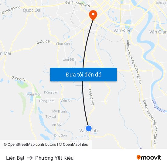 Liên Bạt to Phường Yết Kiêu map