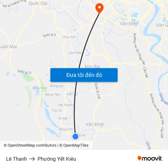 Lê Thanh to Phường Yết Kiêu map