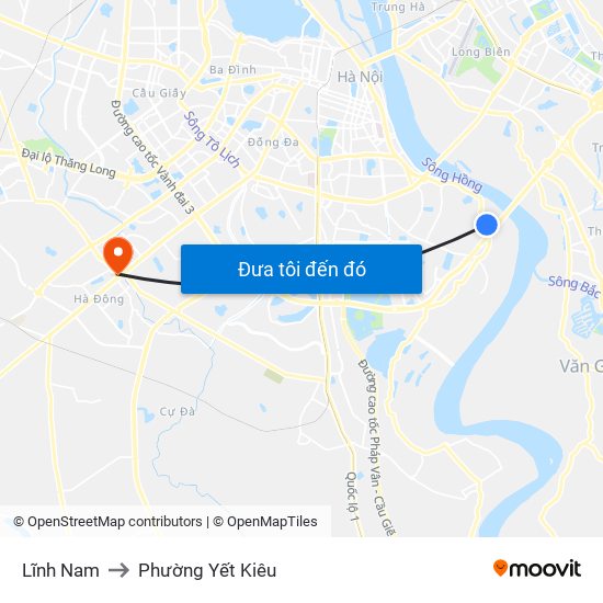 Lĩnh Nam to Phường Yết Kiêu map