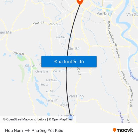 Hòa Nam to Phường Yết Kiêu map