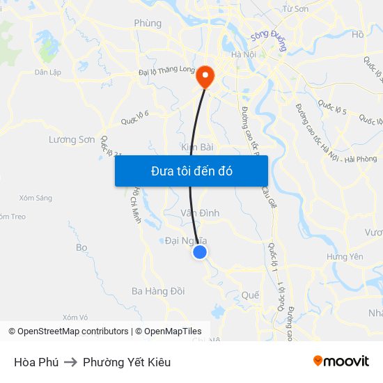 Hòa Phú to Phường Yết Kiêu map