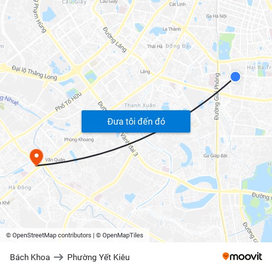 Bách Khoa to Phường Yết Kiêu map