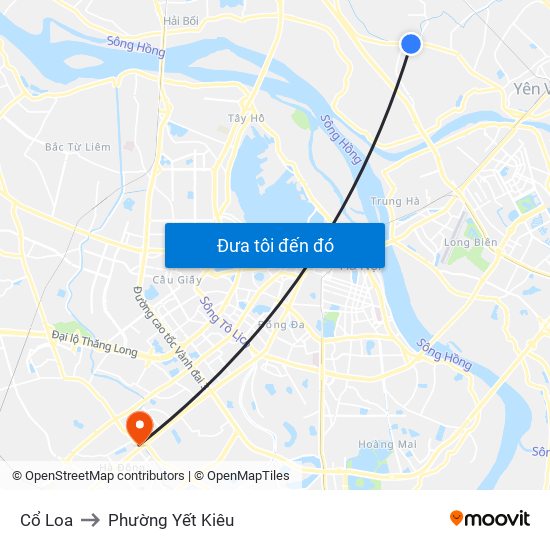 Cổ Loa to Phường Yết Kiêu map