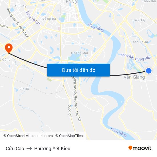 Cửu Cao to Phường Yết Kiêu map