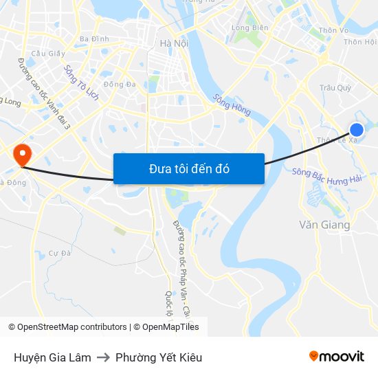 Huyện Gia Lâm to Phường Yết Kiêu map