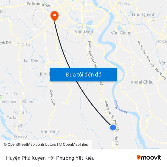 Huyện Phú Xuyên to Phường Yết Kiêu map