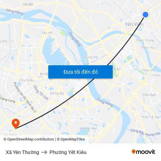 Xã Yên Thường to Phường Yết Kiêu map