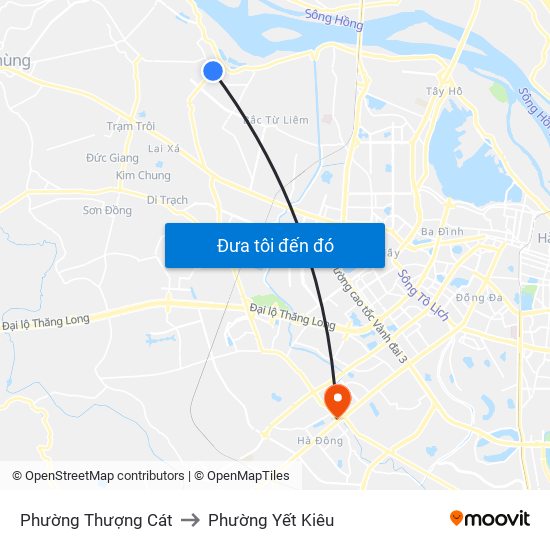 Phường Thượng Cát to Phường Yết Kiêu map