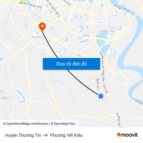 Huyện Thường Tín to Phường Yết Kiêu map