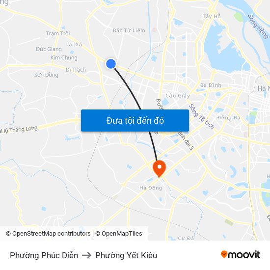 Phường Phúc Diễn to Phường Yết Kiêu map