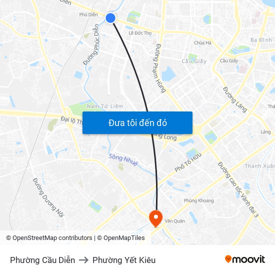 Phường Cầu Diễn to Phường Yết Kiêu map